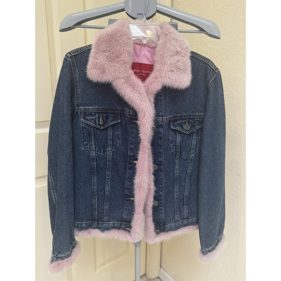 DI Stefano Jackets & Blazers - DI Stefano Moda Italiana Luxury Denim & Pink Mink Jacket   Size M